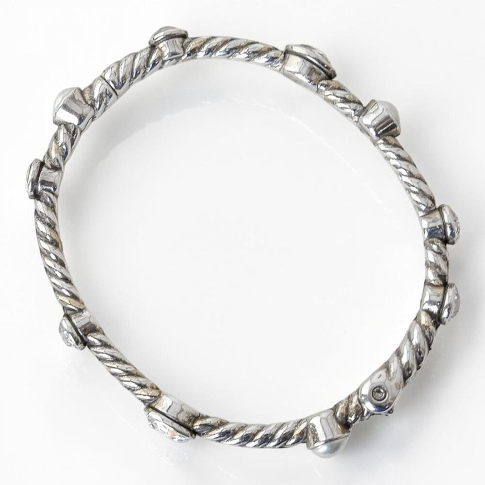 Brighton Monte Carlo Hinged Bangle Bracelet Magnetic Closure Faux Pearl Crystal - Picture 5 of 5